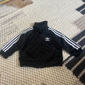EUC black polyester Adidas zip up jacket track top sweatshirt six months